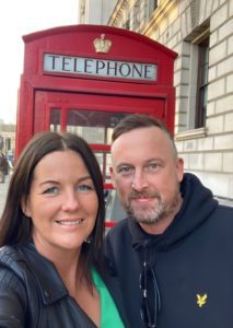 Jamie and Donna smiling at the camera