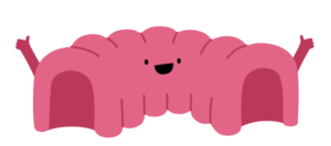 A drawing of Colin the Inflatable Colon, doing "thumbs up"