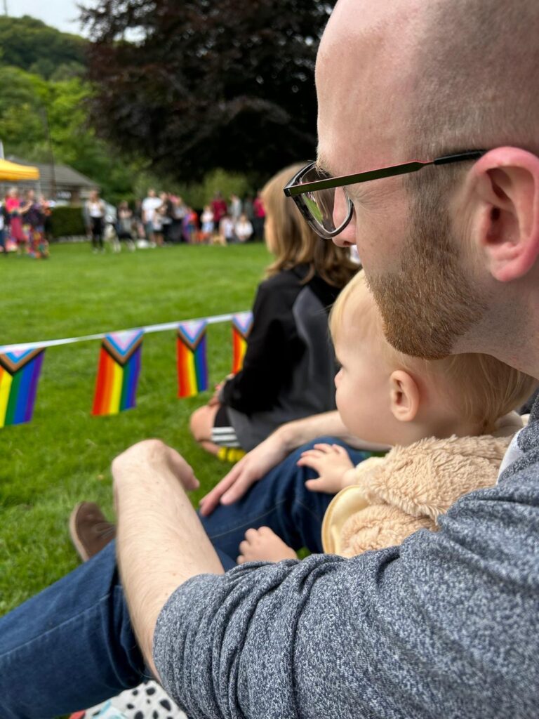 Ross and April at a family show, watching what is going on in the events ring.