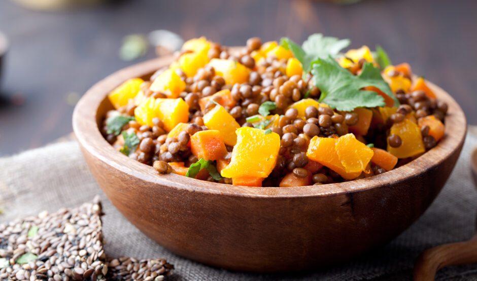 Lentil and vegetable bowl.