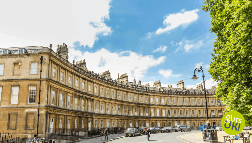 A row of town houses pictured on Bath's Royal Avenue.