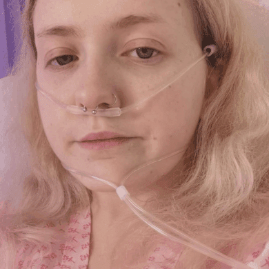 Angel receiving hospital treatment.