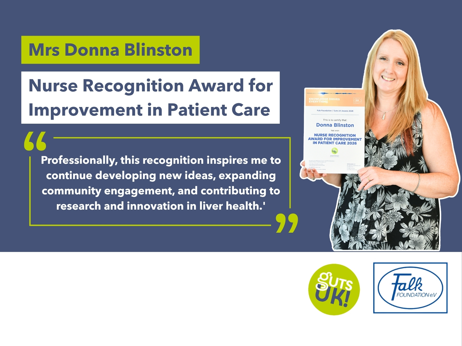Nurse Recognition Award for Improvement in Patient Care: Donna Blinston