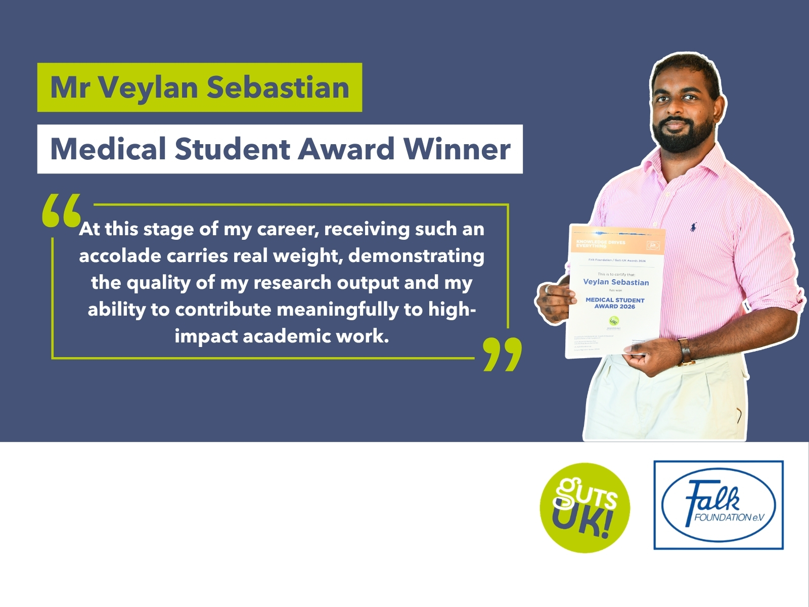 MEDICAL STUDENT AWARD WINNER: Veylan