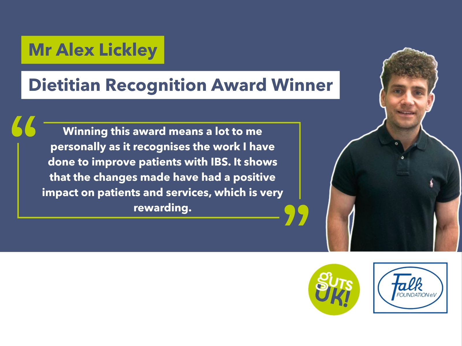 DIETITIAN RECOGNITION AWARD WINNER: Mr Alex Lickley