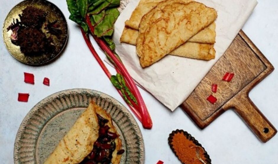 A bird's eye view of ingredients needed to make Staffordshire oatcakes