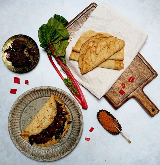 A bird's eye view of ingredients needed to make Staffordshire oatcakes