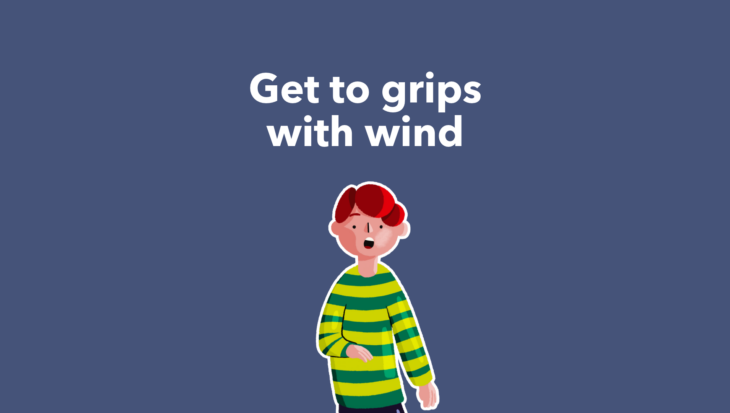 Guts UK’s brand illustration character of a boy looking shocked, against a navy background. White text reads 